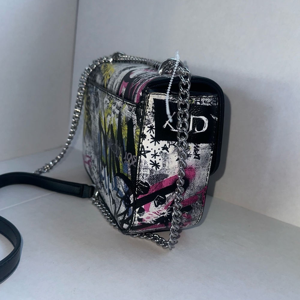 DKNY Black and White Graffiti Crossbody Bag - Picture 5 of 10